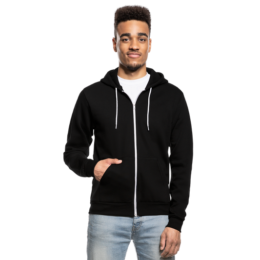 Customizable Unisex Fleece Zip Hoodie add your own photos, images, designs, quotes, texts and more - black