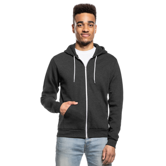 Customizable Unisex Fleece Zip Hoodie add your own photos, images, designs, quotes, texts and more - charcoal gray