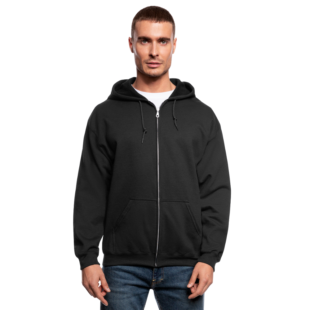 Customizable Men's Zip Hoodie add your own photos, images, designs, quotes, texts and more - black