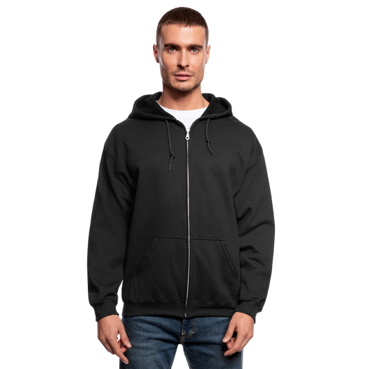 Customizable Men's Zip Hoodie add your own photos, images, designs, quotes, texts and more - black