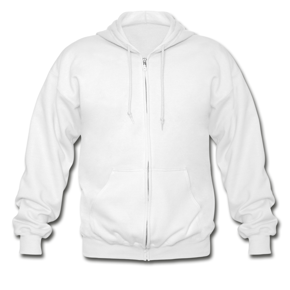 Customizable Gildan Heavy Blend Adult Zip Hoodie add your own photos, images, designs, quotes, texts and more - white