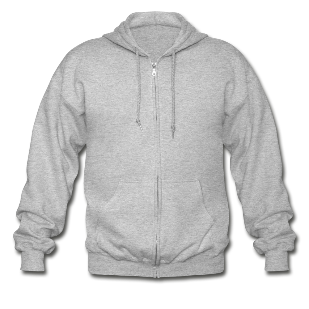 Customizable Gildan Heavy Blend Adult Zip Hoodie add your own photos, images, designs, quotes, texts and more - heather gray