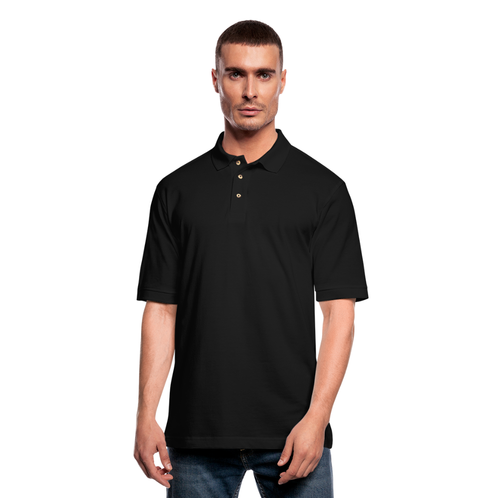 Customizable Men's Pique Polo Shirt add your own photos, images, designs, quotes, texts and more - black