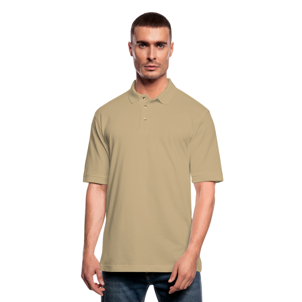 Customizable Men's Pique Polo Shirt add your own photos, images, designs, quotes, texts and more - beige