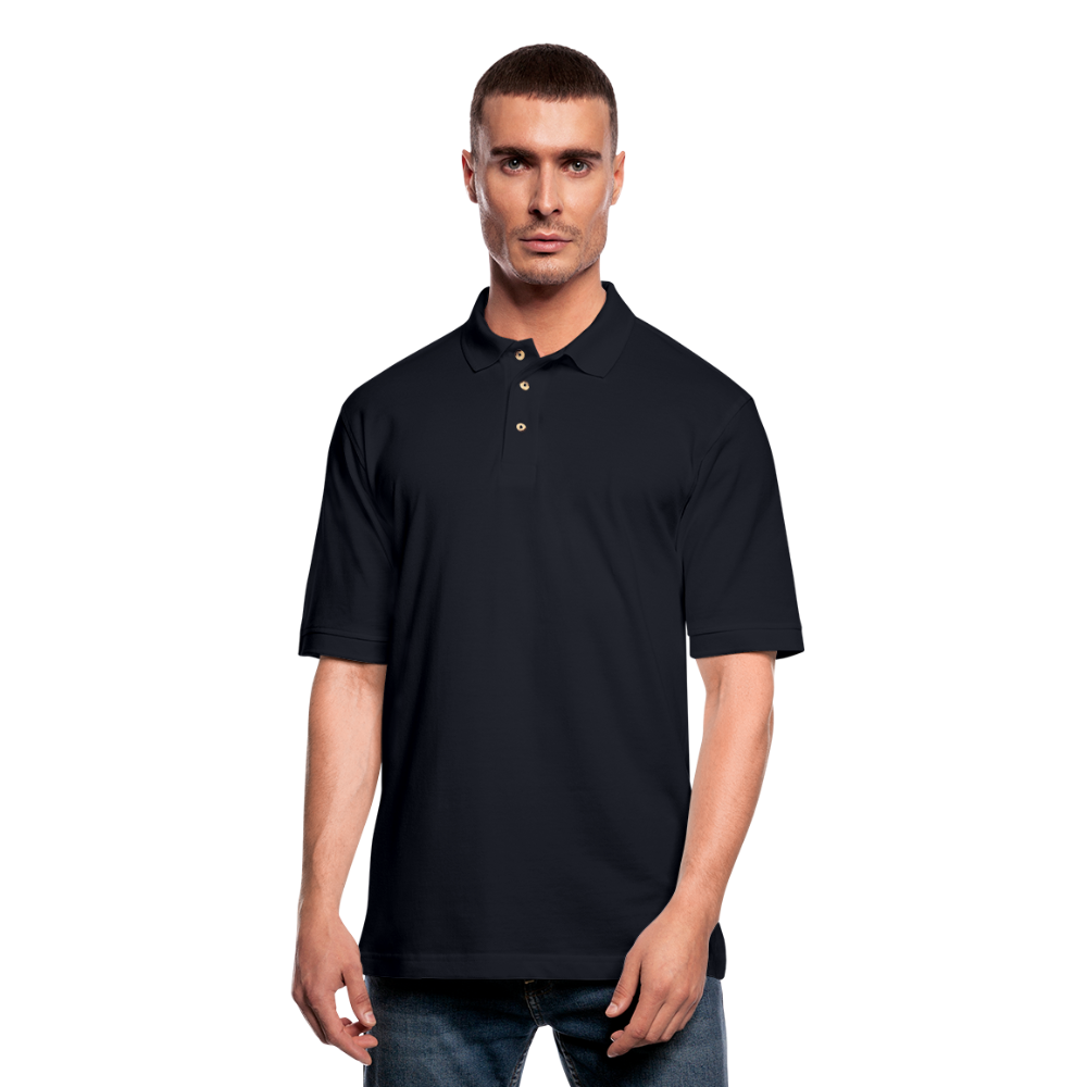 Customizable Men's Pique Polo Shirt add your own photos, images, designs, quotes, texts and more - midnight navy