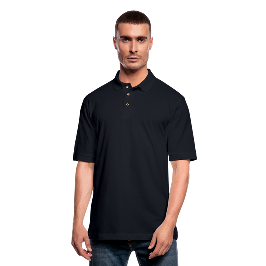 Customizable Men's Pique Polo Shirt add your own photos, images, designs, quotes, texts and more - midnight navy