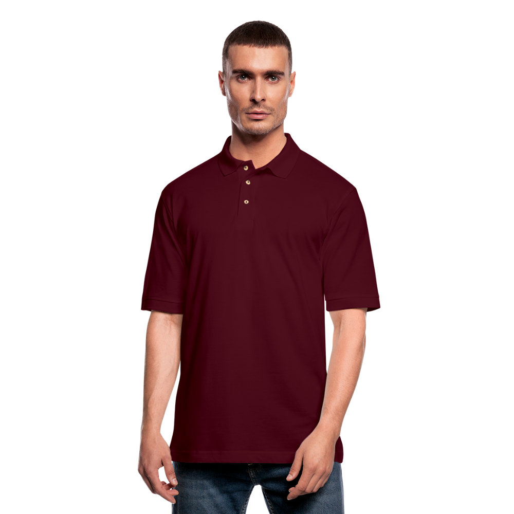 Customizable Men's Pique Polo Shirt add your own photos, images, designs, quotes, texts and more - burgundy
