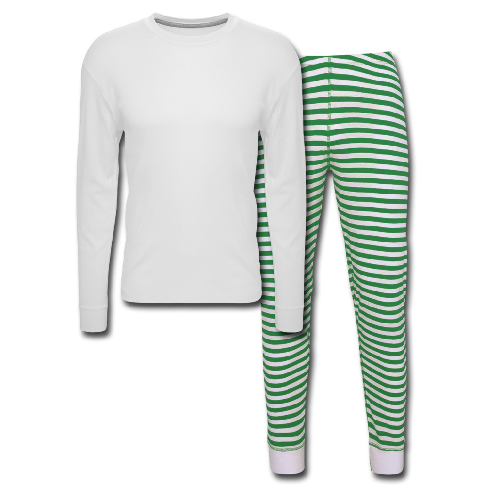 Customizable Unisex Pajama Set add your own photos, images, designs, quotes, texts and more - white/green stripe