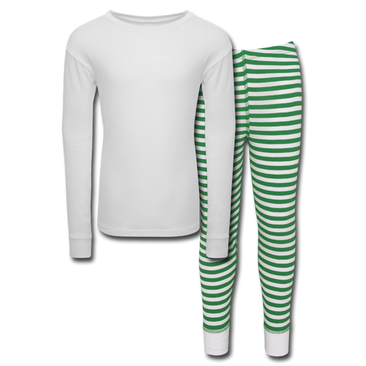 Customizable Kids’ Pajama Set add your own photos, images, designs, quotes, texts and more - white/green stripe