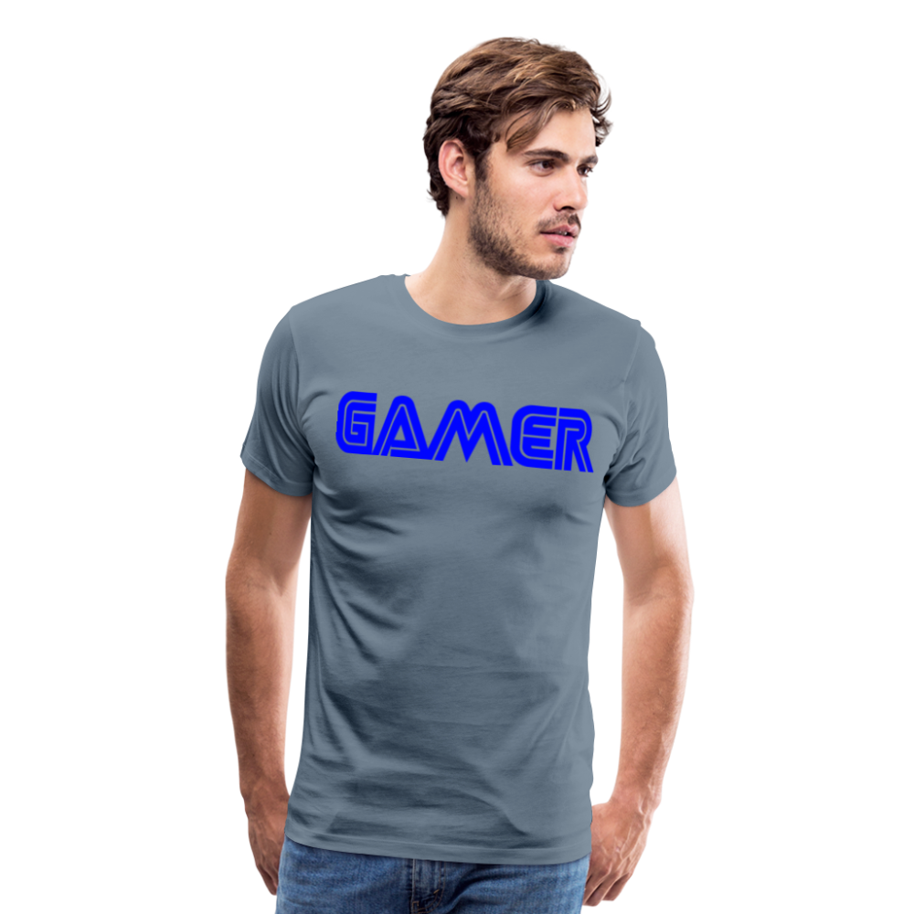 Gamer Word Text Art Men's Premium T-Shirt - steel blue