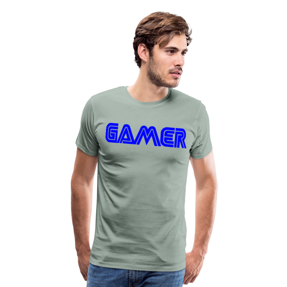 Gamer Word Text Art Men's Premium T-Shirt - steel green