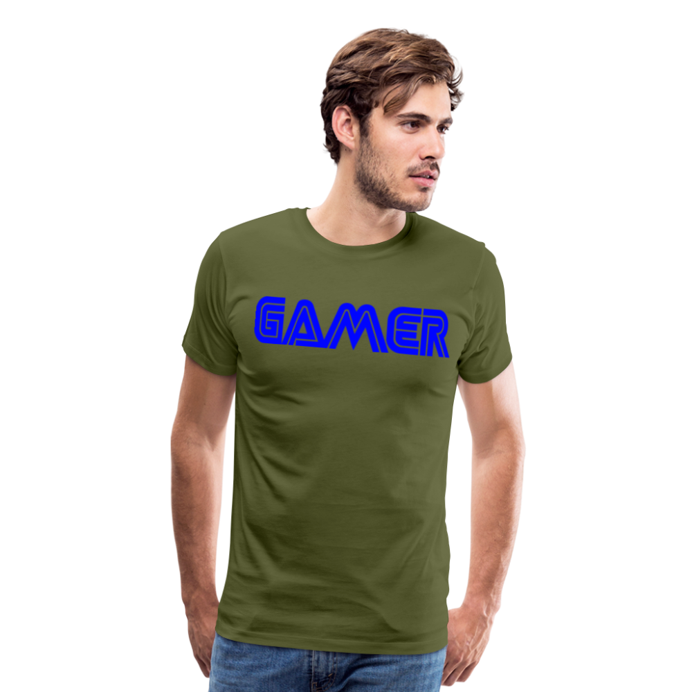 Gamer Word Text Art Men's Premium T-Shirt - olive green