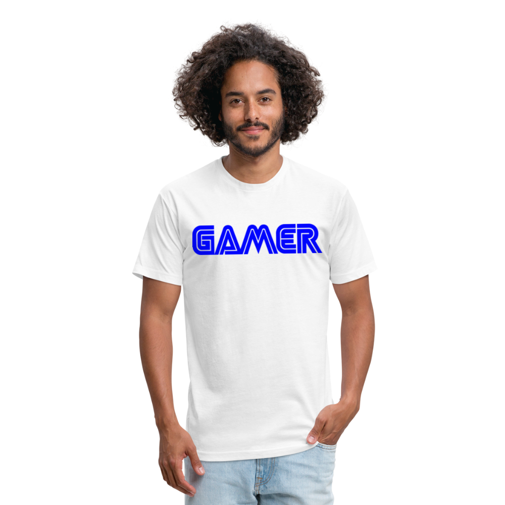 Gamer Word Text Art Fitted Cotton/Poly T-Shirt by Next Level - white
