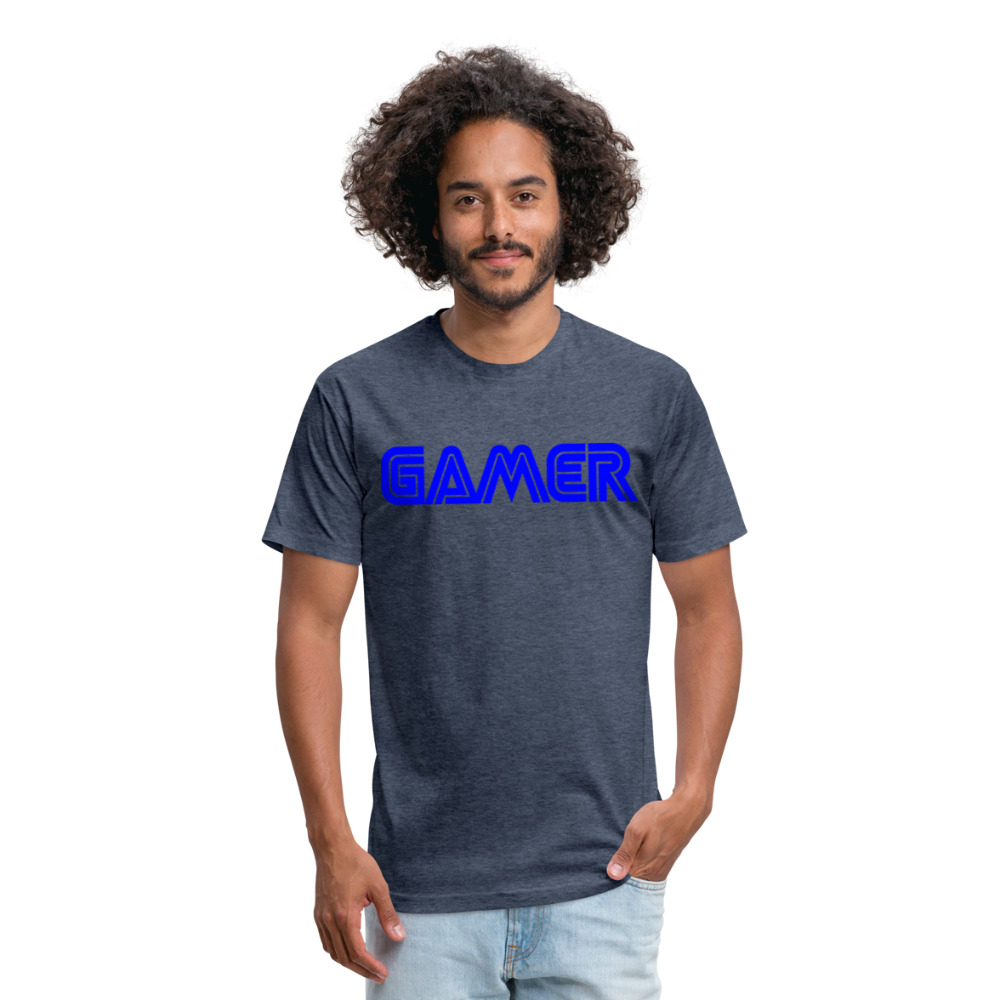 Gamer Word Text Art Fitted Cotton/Poly T-Shirt by Next Level - heather navy