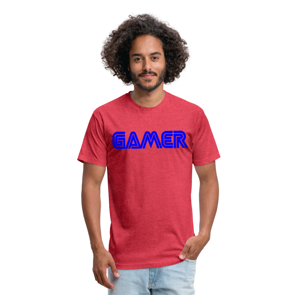 Gamer Word Text Art Fitted Cotton/Poly T-Shirt by Next Level - heather red