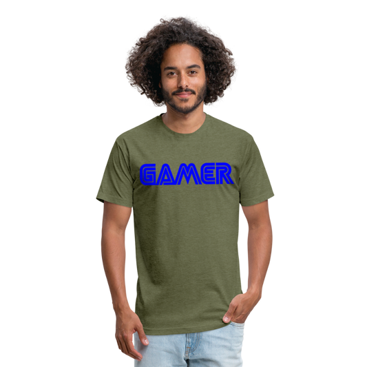 Gamer Word Text Art Fitted Cotton/Poly T-Shirt by Next Level - heather military green
