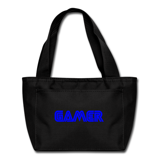 Gamer Word Text Art Lunch Bag - black