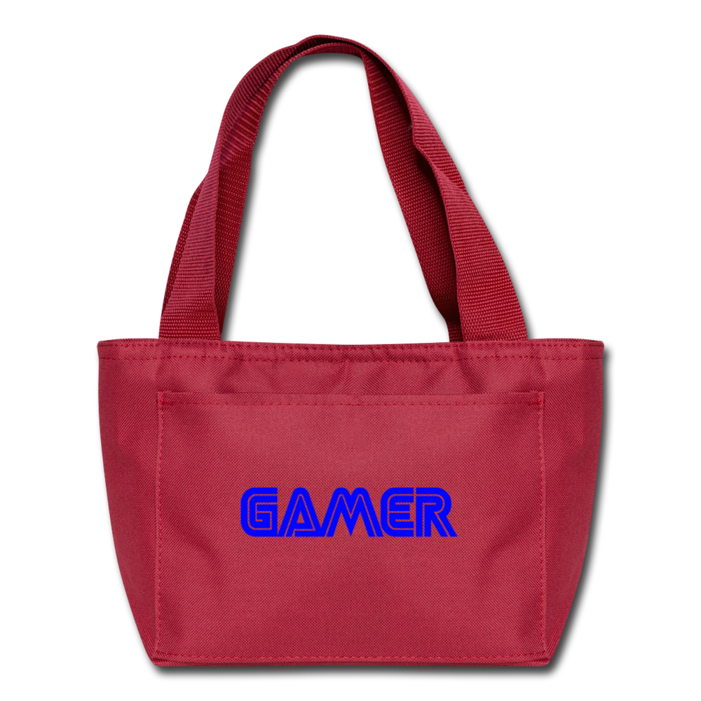 Gamer Word Text Art Lunch Bag - red