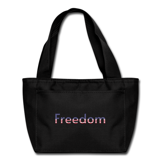 Freedom Patriotic Word Art Lunch Bag - black