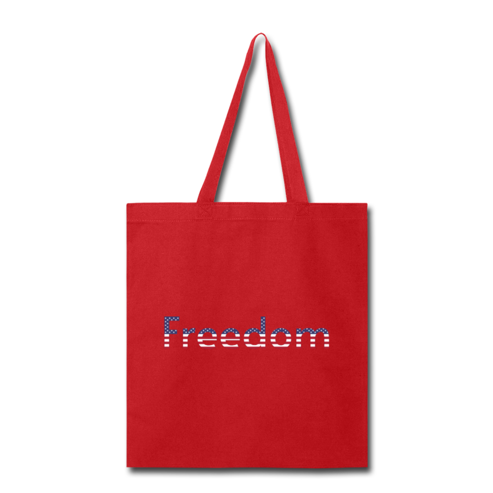 Freedom Patriotic Word Art Tote Bag - red