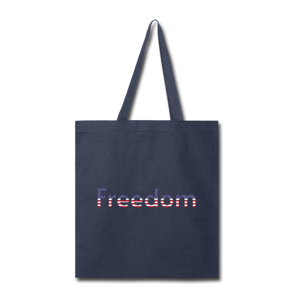 Freedom Patriotic Word Art Tote Bag - navy
