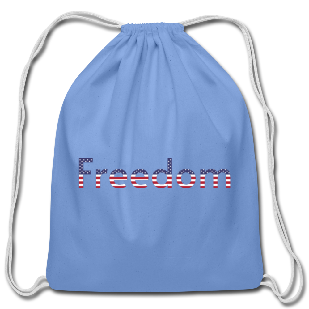 Freedom Patriotic Word Art Cotton Drawstring Bag - carolina blue