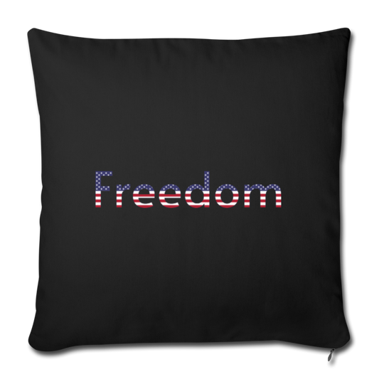 Freedom Patriotic Word Art Throw Pillow Cover 18” x 18” - black