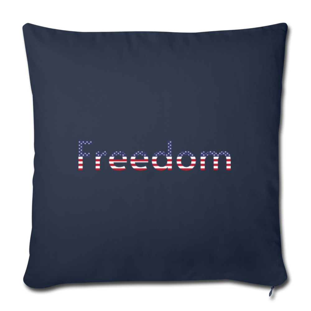 Freedom Patriotic Word Art Throw Pillow Cover 18” x 18” - navy