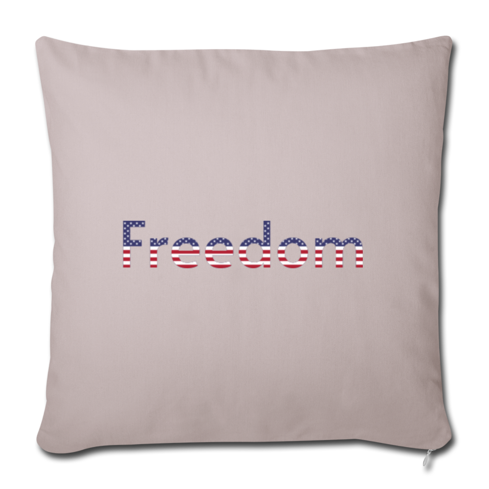 Freedom Patriotic Word Art Throw Pillow Cover 18” x 18” - light taupe