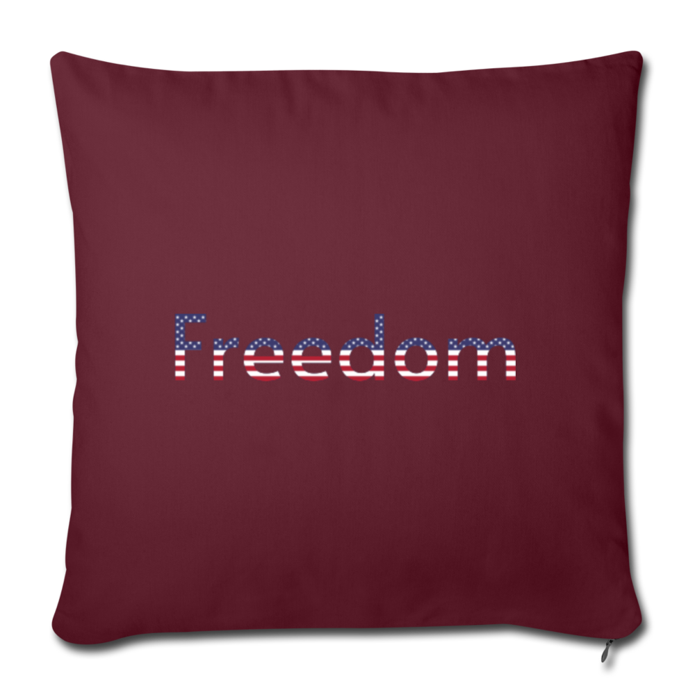 Freedom Patriotic Word Art Throw Pillow Cover 18” x 18” - burgundy