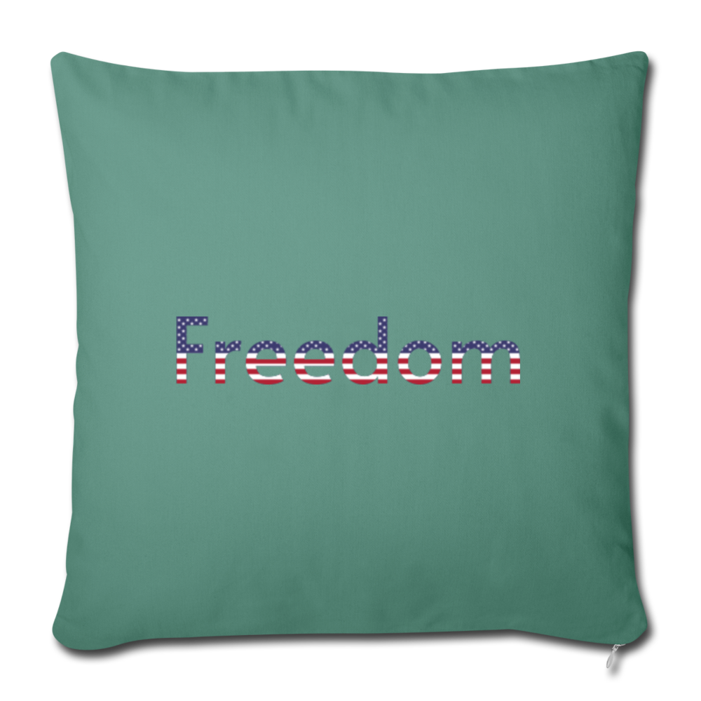 Freedom Patriotic Word Art Throw Pillow Cover 18” x 18” - cypress green