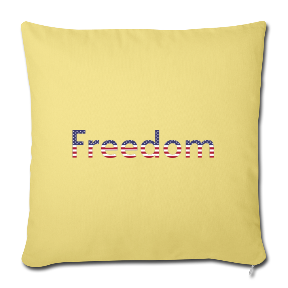 Freedom Patriotic Word Art Throw Pillow Cover 18” x 18” - washed yellow