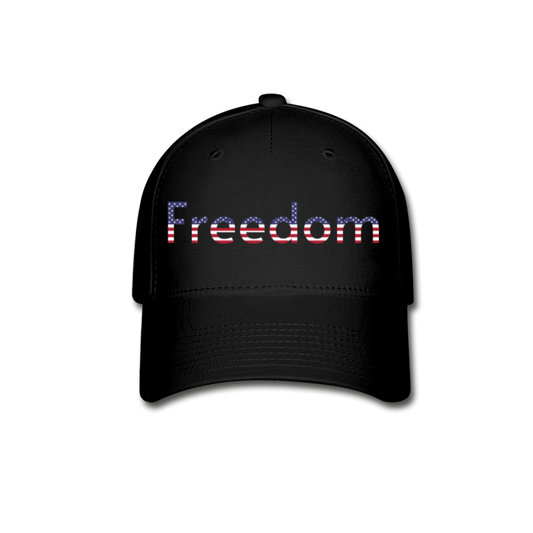 Freedom Patriotic Word Art Baseball Cap - black
