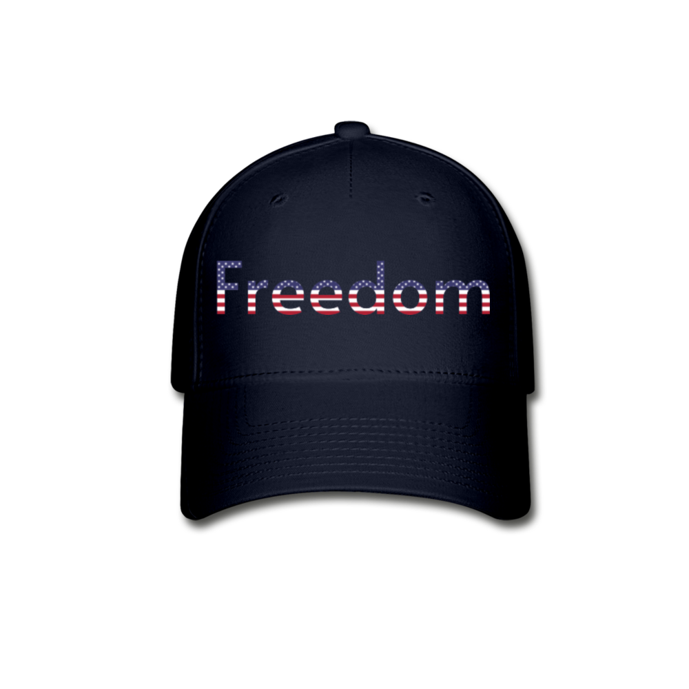 Freedom Patriotic Word Art Baseball Cap - navy