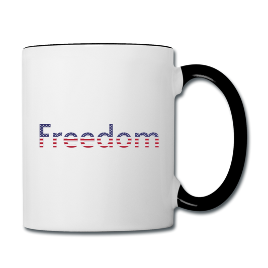 Freedom Patriotic Word Art Contrast Coffee Mug - white/black