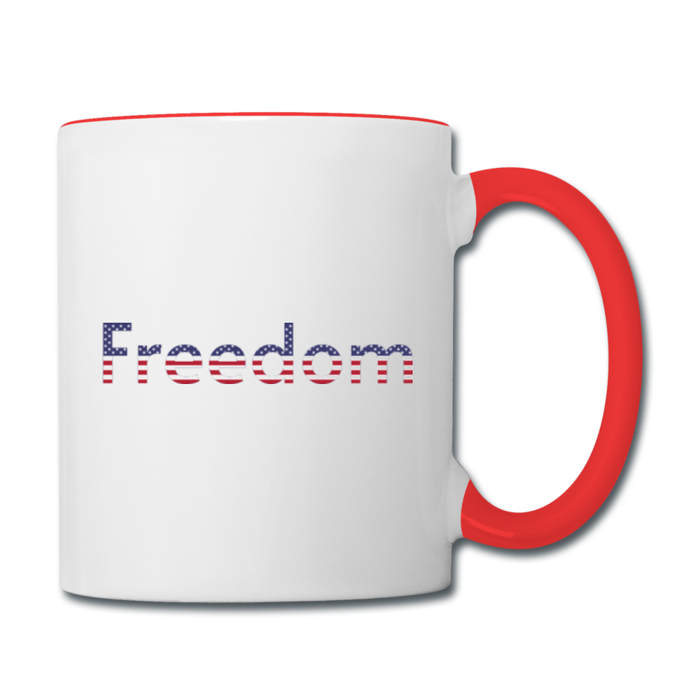 Freedom Patriotic Word Art Contrast Coffee Mug - white/red