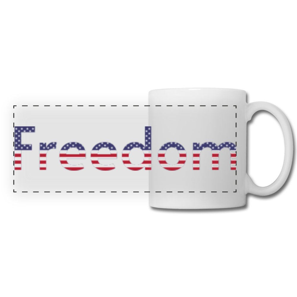 Freedom Patriotic Word Art Panoramic Mug - white