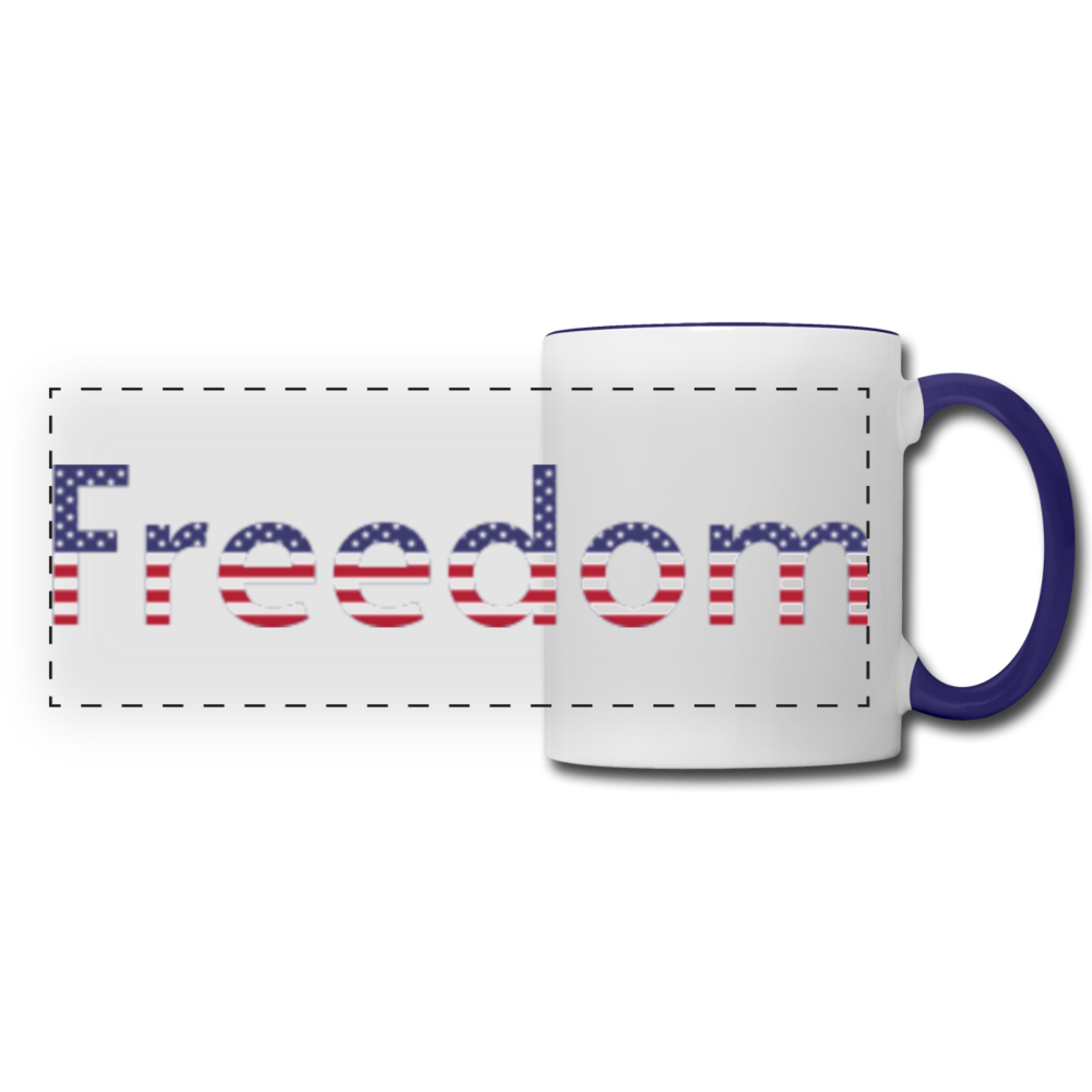 Freedom Patriotic Word Art Panoramic Mug - white/cobalt blue