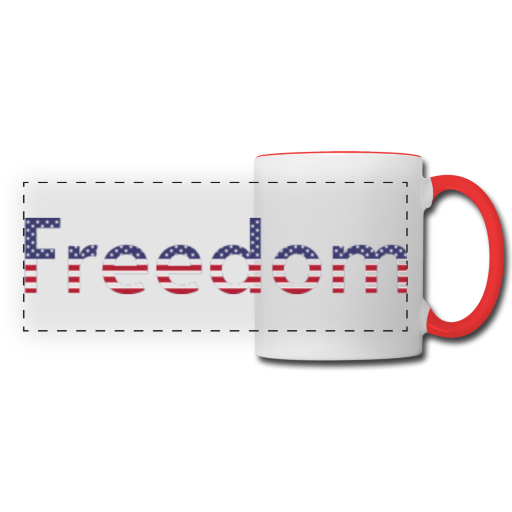 Freedom Patriotic Word Art Panoramic Mug - white/red