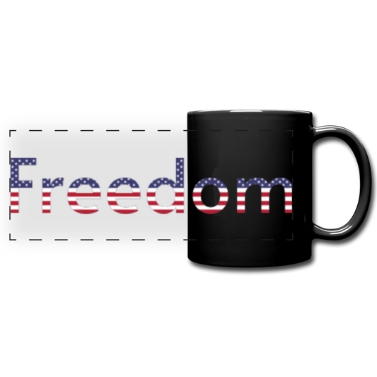 Freedom Patriotic Word Art Full Color Panoramic Mug - black