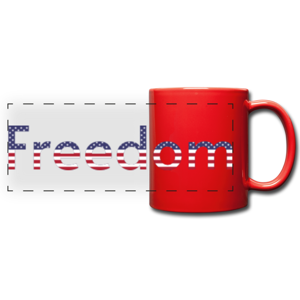 Freedom Patriotic Word Art Full Color Panoramic Mug - red
