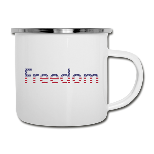 Freedom Patriotic Word Art Camper Mug - white