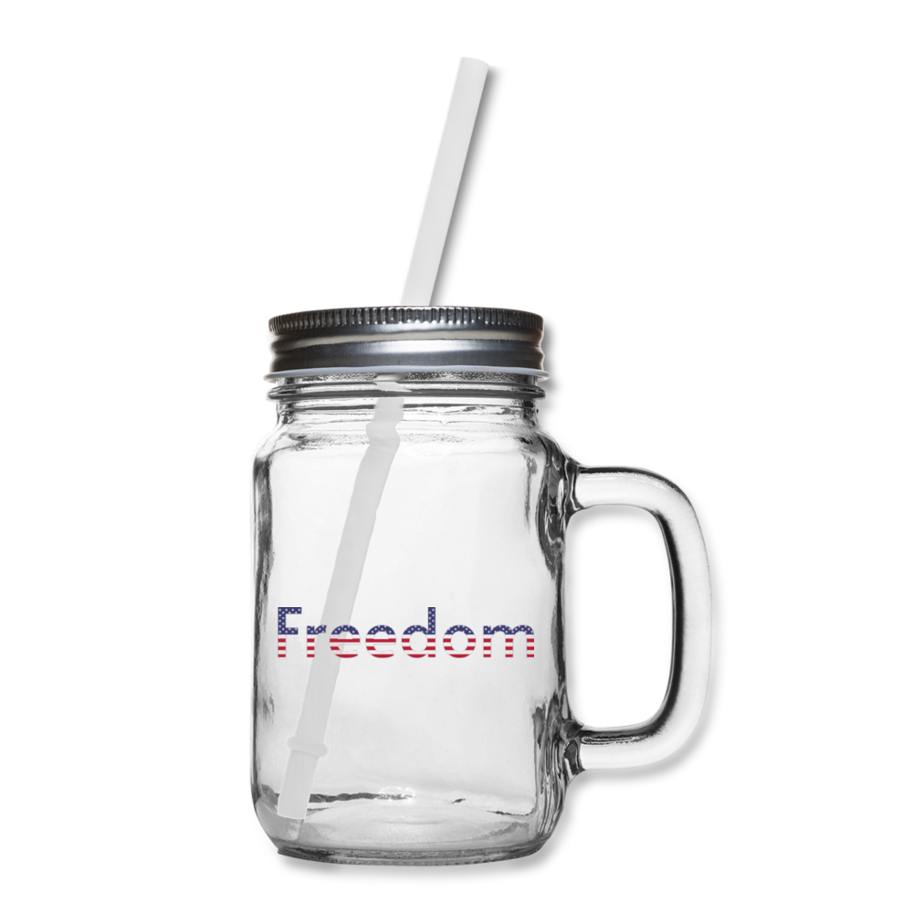 Freedom Patriotic Word Art Mason Jar - clear