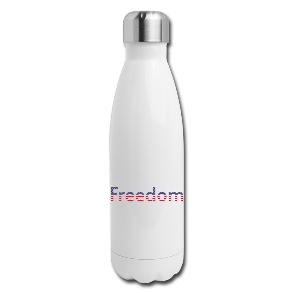 Freedom Patriotic Word Art Insulated Stainless Steel Water Bottle - white