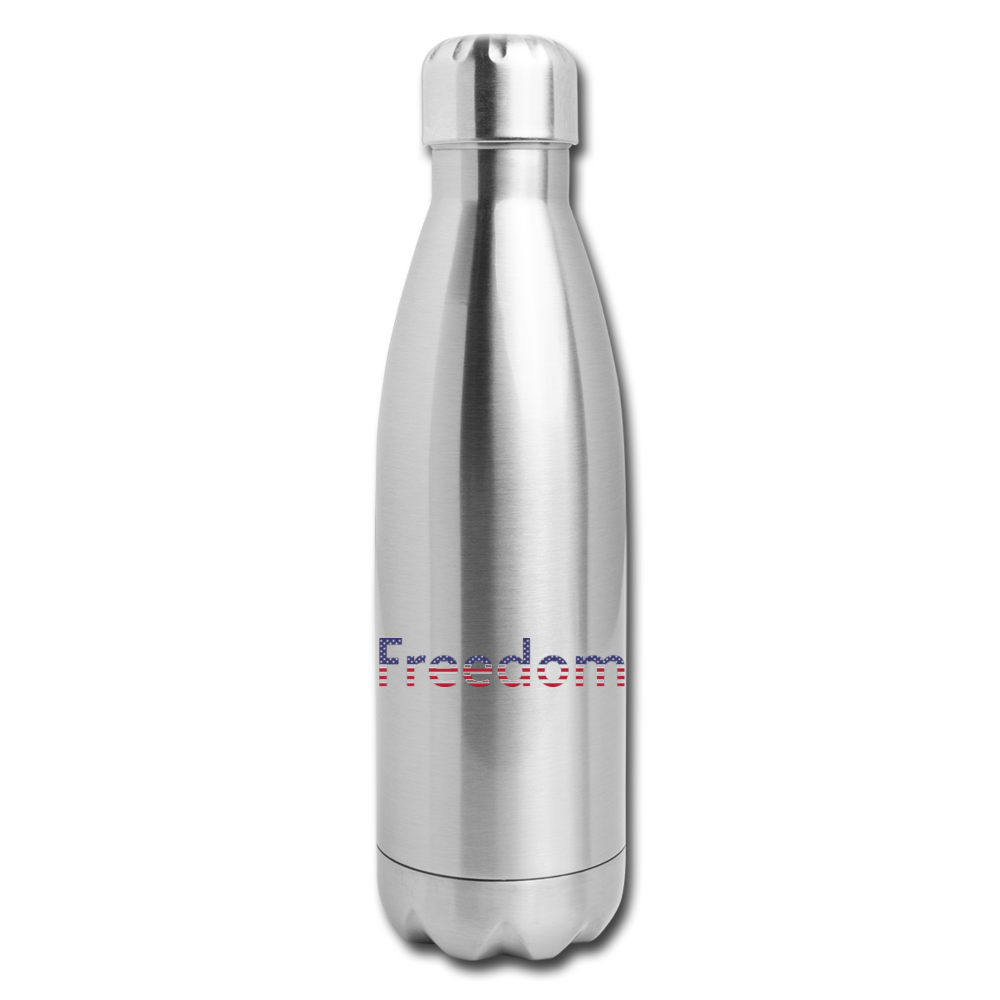 Freedom Patriotic Word Art Insulated Stainless Steel Water Bottle - silver