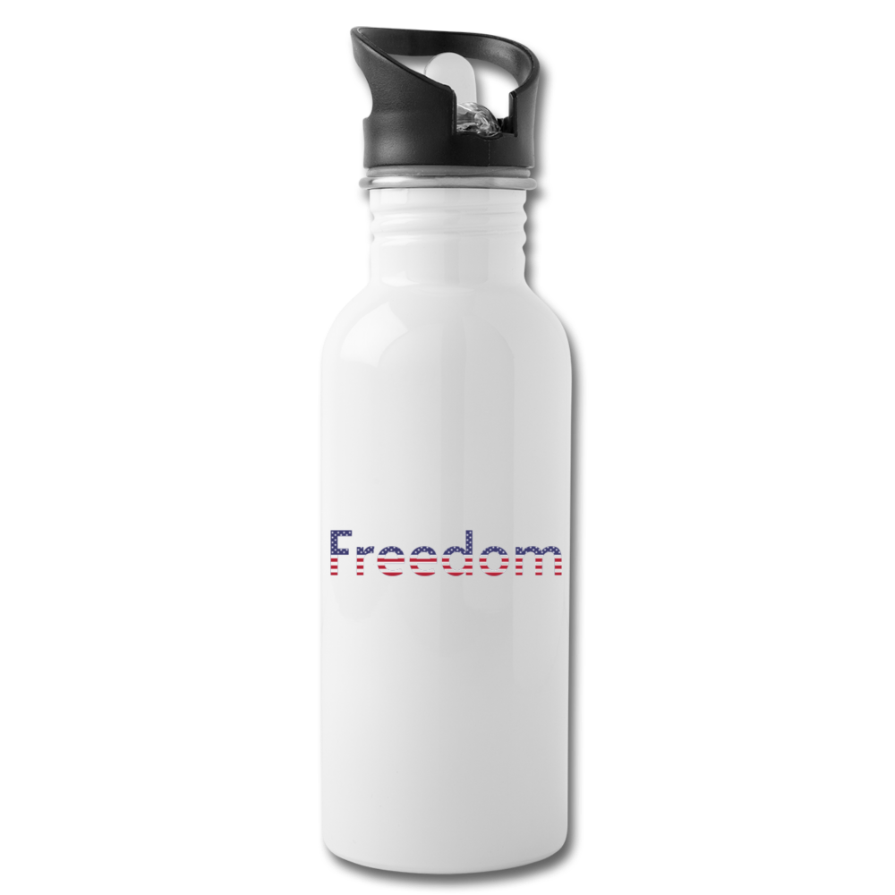 Freedom Patriotic Word Art Water Bottle - white