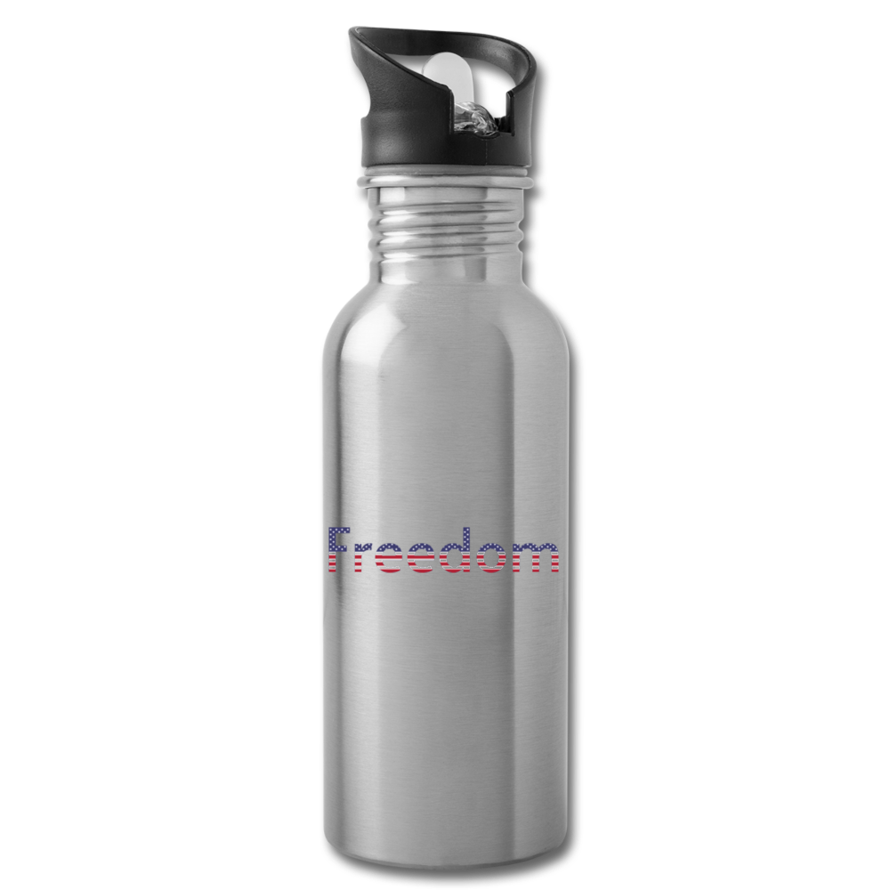Freedom Patriotic Word Art Water Bottle - silver