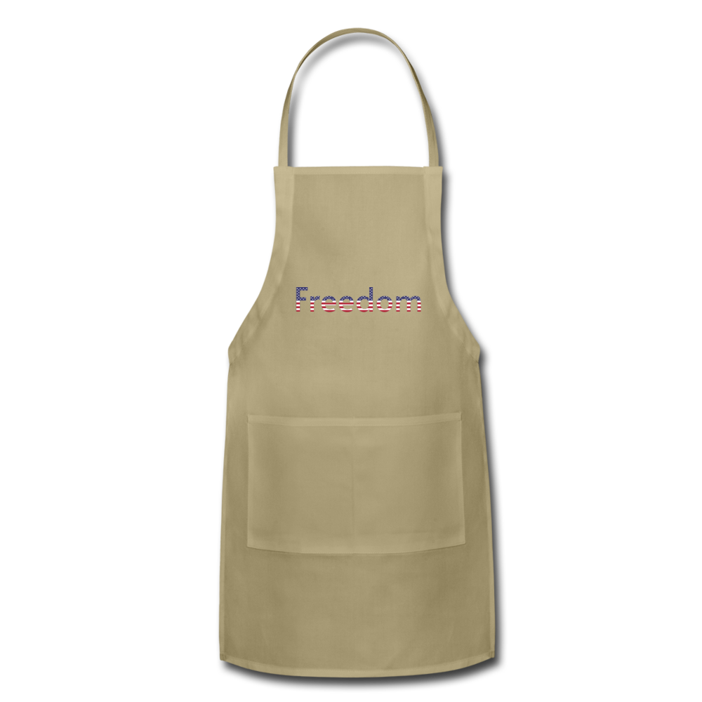 Freedom Patriotic Word Art Adjustable Apron - khaki