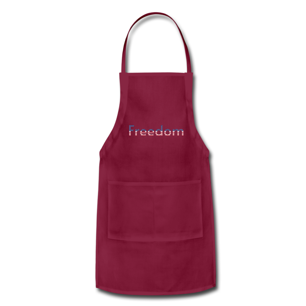 Freedom Patriotic Word Art Adjustable Apron - burgundy