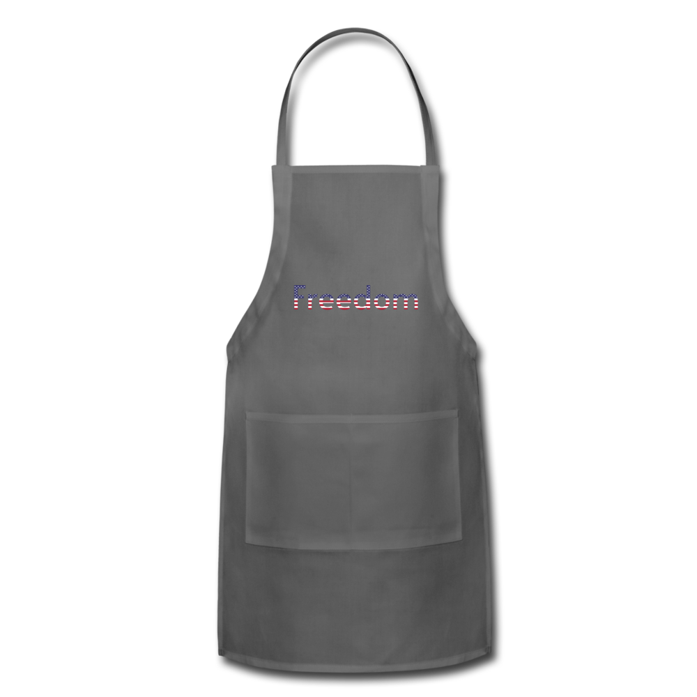 Freedom Patriotic Word Art Adjustable Apron - charcoal